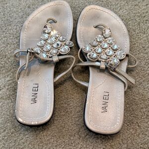 Vaneli Silver Crystal Embellished Sandals